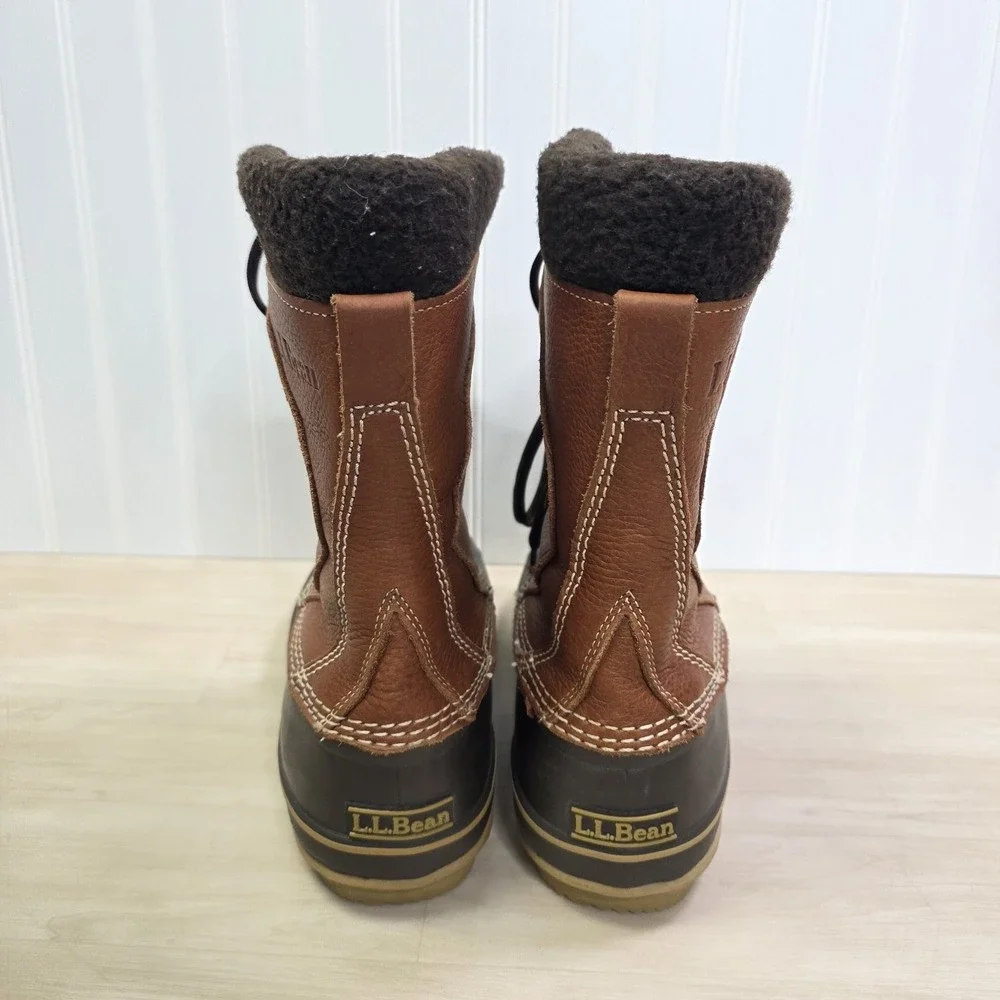 L.L. Bean Original Tumbled Leather Removable Felt Liner Tall Duck Boots Womens 9